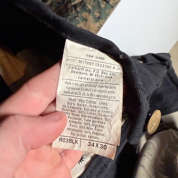 Carhartt Mens R03BLK Quilt Lined Bib Overalls Black Size 34x30 - Picture 4 of 5